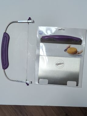 Wilton Purple Cake Leveler and Stainles Cake Lifter.